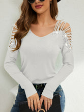 Load image into Gallery viewer, Rhinestone Cutout Long Sleeve T-Shirt