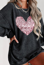 Load image into Gallery viewer, Valentine’s Day Sequin Heart Round Neck Long Sleeve Sweatshirt