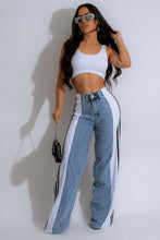 Load image into Gallery viewer, Contrast Side Striped Wide Leg Jeans