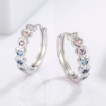 Load image into Gallery viewer, 925 Sterling Silver Inlaid Zircon Heart Huggie Earrings