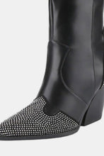 Load image into Gallery viewer, Weeboo Chunky Heel Rhinestone Decor Western Boots