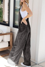 Load image into Gallery viewer, Frayed Exposed Seam Wide Leg Denim Overalls