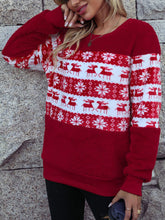 Load image into Gallery viewer, Christmas Element Round Neck Long Sleeve Sweatshirt