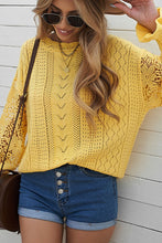 Load image into Gallery viewer, Openwork Round Neck Long Sleeve Sweater