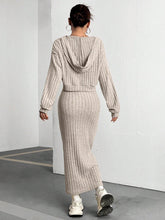 Load image into Gallery viewer, Ribbed Cropped Hooded Top and V-Neck Tank Dress Set