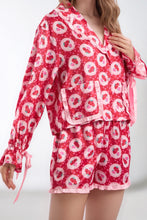 Load image into Gallery viewer, Valentine’s Day Frill Strawberry Print Flounce Sleeve Top and Shorts Lounge Set