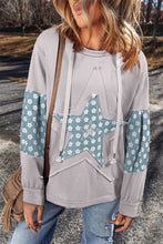 Load image into Gallery viewer, Floral Patchwork Star Pattern Drawstring Hoodie