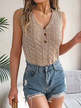 Load image into Gallery viewer, Openwork V-Neck Knit Vest