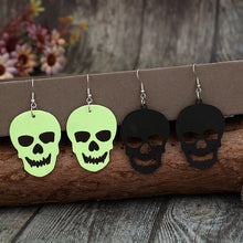 Load image into Gallery viewer, 2 Piece PU Leather Skull Dangle Earrings