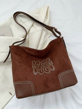 Load image into Gallery viewer, Suede Patch Adjustable Strap Tote Bag