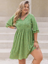 Load image into Gallery viewer, Plus Size Tied Tassel Half Sleeve Mini Dress