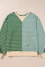 Load image into Gallery viewer, Contrast Striped Round Neck Long Sleeve Sweatshirt