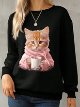 Load image into Gallery viewer, Cat Round Neck Long Sleeve Sweatshirt