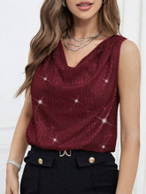 Load image into Gallery viewer, Sequin Cowl Neck Tank