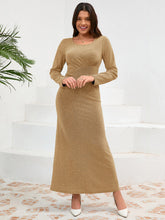 Load image into Gallery viewer, Ruched Round Neck Long Sleeve Dress