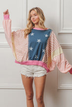 Load image into Gallery viewer, BiBi Stars and Stripes Round Neck Long Sleeve Top