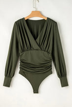 Load image into Gallery viewer, Ruched Surplice Long Sleeve Bodysuit