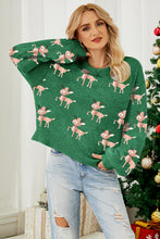 Load image into Gallery viewer, Reindeer Round Neck Drop Shoulder Sweater