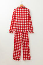 Load image into Gallery viewer, Plaid Collared Neck Long Sleeve Top and Pants Set