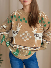 Load image into Gallery viewer, Christmas Element Round Neck Long Sleeve Sweater