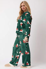 Load image into Gallery viewer, Christmas Hat Pattern Round Neck Long Sleeve Top and Pants Set