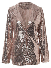 Load image into Gallery viewer, Sequin Lapel Collar Long Sleeve Blazer