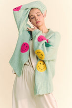 Load image into Gallery viewer, Davi &amp; Dani Fuzzy Smile Open Front Long Sleeve Cardigan