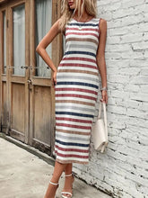 Load image into Gallery viewer, Slit Printed Round Neck Sleeveless Dress