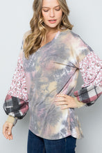 Load image into Gallery viewer, Celeste Tie-Dye V-Neck Printed Sleeve Blouse