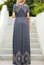 Load image into Gallery viewer, Printed Round Neck Short Sleeve Maxi Dress