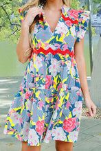 Load image into Gallery viewer, Ruffled Printed Cap Sleeve Mini Dress