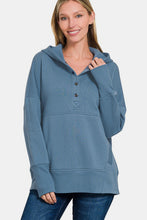 Load image into Gallery viewer, Zenana Half Snap Long Sleeve Hoodie with Kangaroo Pocket