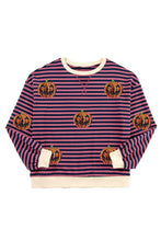 Load image into Gallery viewer, Pumpkin Striped Round Neck Long Sleeve Sweatshirt