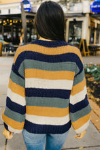 Load image into Gallery viewer, Color Block Round Neck Dropped Shoulder Sweater