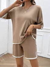 Load image into Gallery viewer, Contrast Trim Round Neck Top and Shorts Set