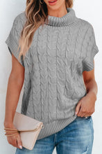 Load image into Gallery viewer, Cable Knit Turtleneck Short Sleeve Sweater