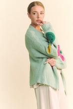 Load image into Gallery viewer, Davi &amp; Dani Fuzzy Smile Open Front Long Sleeve Cardigan