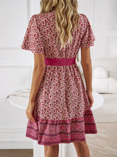 Load image into Gallery viewer, Floral Smocked Waist Short Sleeve Mini Dress