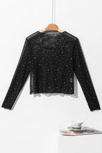 Load image into Gallery viewer, Rhinestone Sheer Mesh Mock Neck Long Sleeve Top