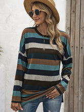 Load image into Gallery viewer, Full Size Striped Round Neck Long Sleeve T-Shirt Plus Size