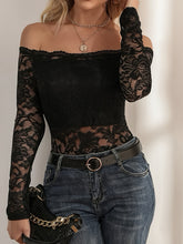 Load image into Gallery viewer, Off-Shoulder Long Sleeve Lace Top