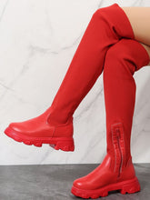 Load image into Gallery viewer, PU Leather Round Toe Platform Boots