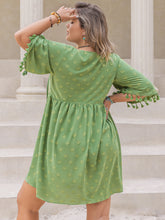 Load image into Gallery viewer, Plus Size Tied Tassel Half Sleeve Mini Dress