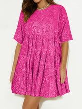 Load image into Gallery viewer, Sequin Round Neck Half Sleeve Mini Dress