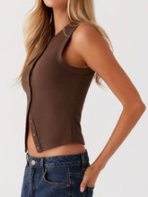 Load image into Gallery viewer, Lovelet Button Up Round Neck Tank