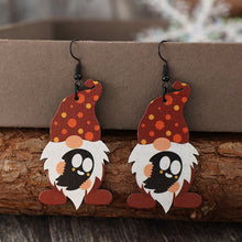 Load image into Gallery viewer, Point Hat Gnome Wooden Dangle Earrings