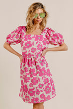 Load image into Gallery viewer, BiBi Printed Square Neck Puff Sleeve Mini Dress