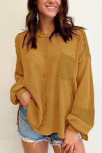 Load image into Gallery viewer, Exposed Seam Round Neck Long Sleeve Sweatshirt