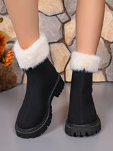 Load image into Gallery viewer, Faux Fur Trim Suede Platform Boots