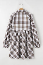 Load image into Gallery viewer, Plaid Long Sleeve Mini Shirt Dress